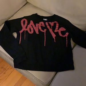 Curtis Kulig New York City Love Me black and red cropped sweatshirt. Size S.